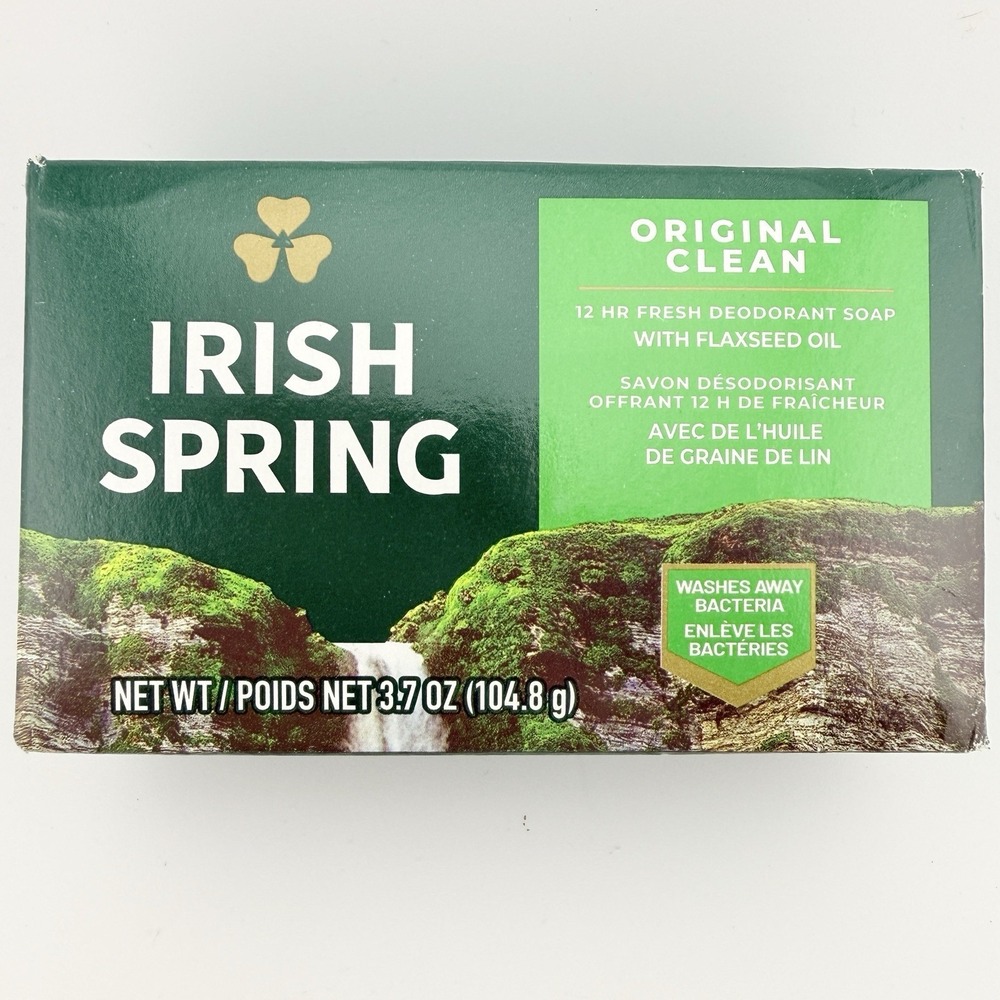 Irish‎ Spring 12 Hr Deodorant Protection Original Clean Bar Soap 3.7oz - 1 Box
